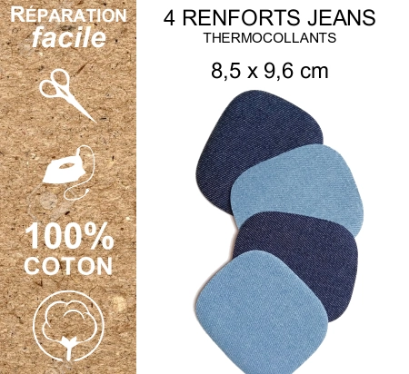 Kit 4 renforts jeans thermocollants coloris assortis