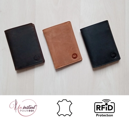 Portefeuille cuir gras vieilli RFID "MARTIAL"