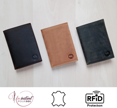 Portefeuille cuir gras vieilli RFID "MIKAEL"